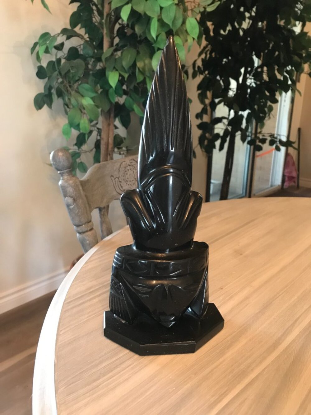 Vintage Aztec Black Onyx Figurine